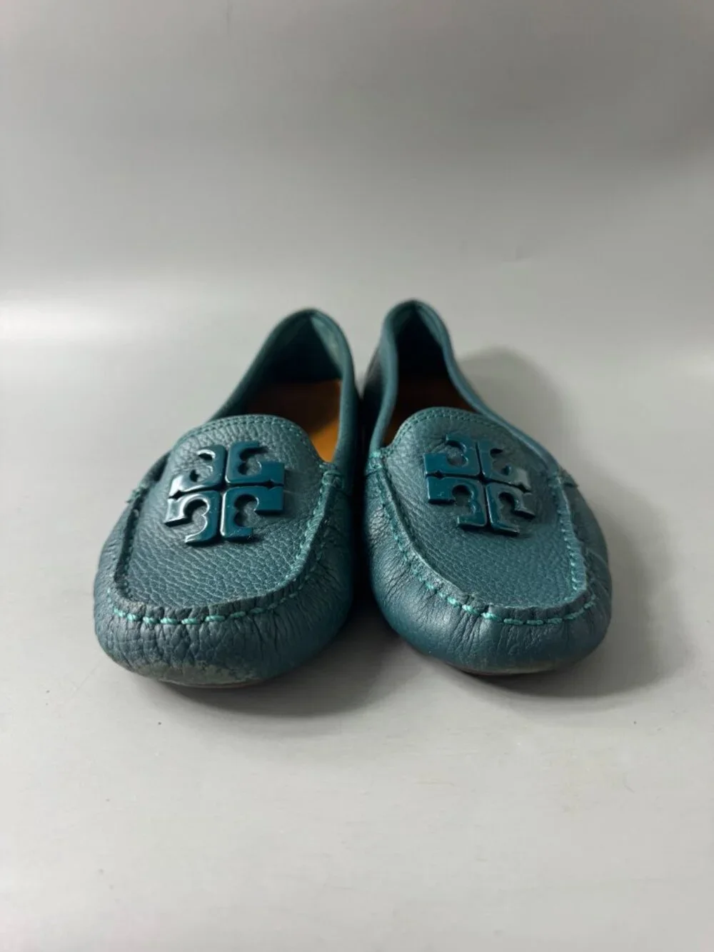 Tory Burch Teal Leather Loafers, Size 7 1/2